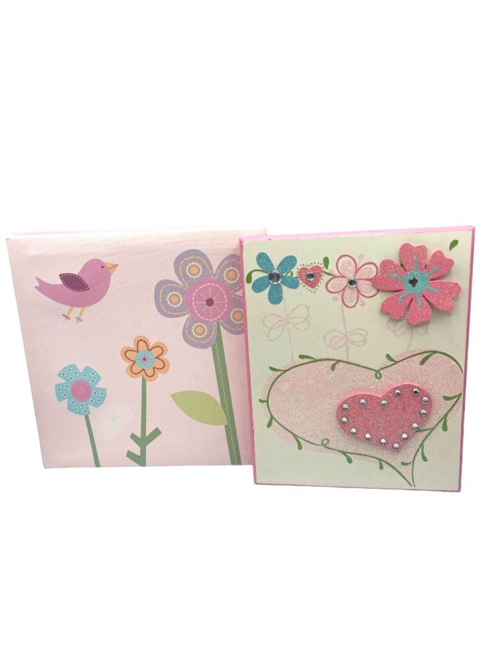 Pink Heart and Flowers Wooden Wall Art & Bird and Flower Canvas for Girls Room - Picture 9 of 9